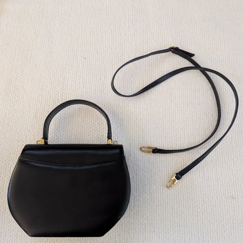 Black Leather Handbag by Launer - Picture 2 of 6